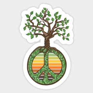 Peace Sign, Tree Of Life, Sunset Sticker